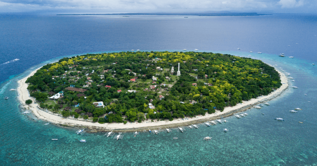aerial shot of balicasag island, bohol